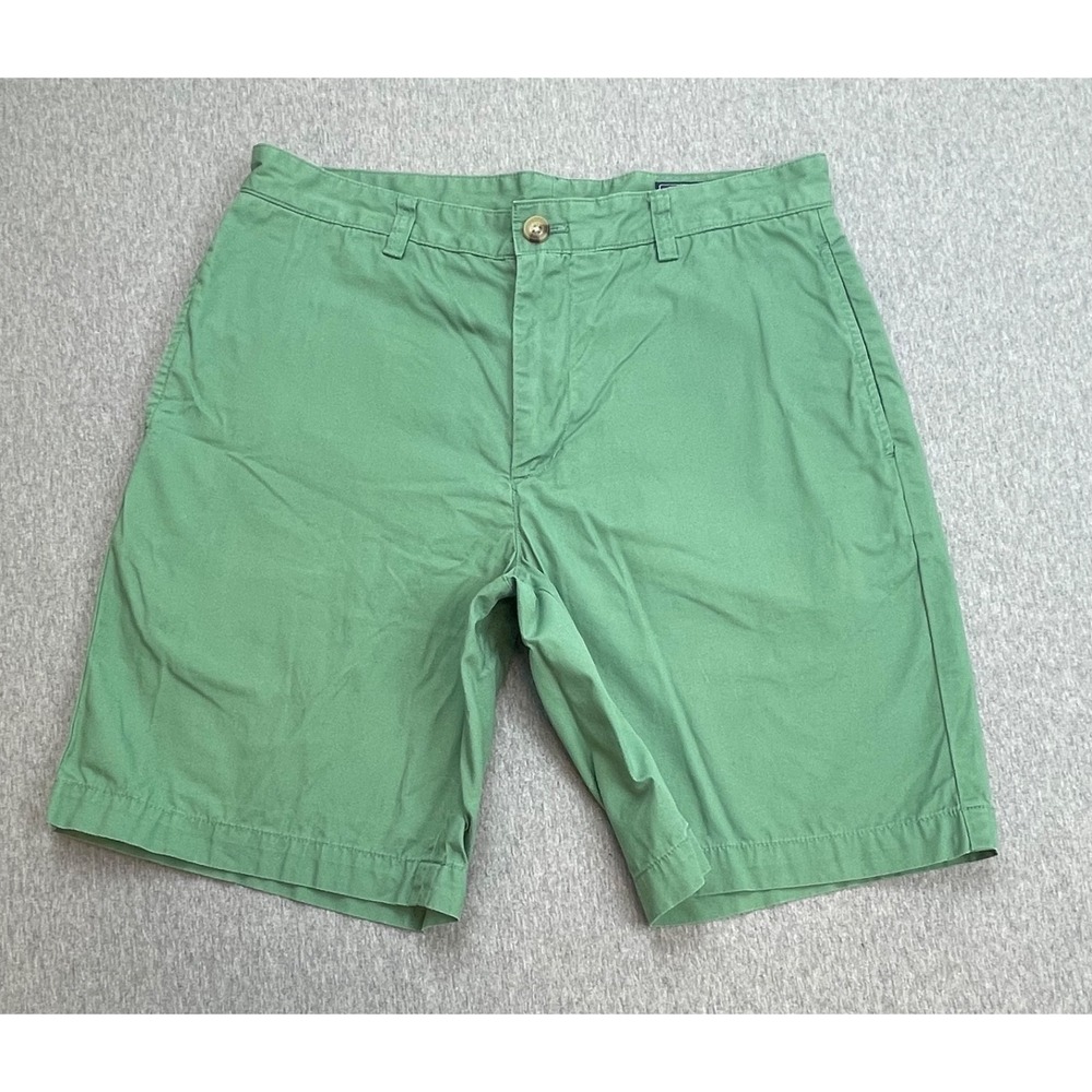 Vineyard Vines Shorts Mens 32 Green 100% Cotton Chino Flat Front 9" Inseam
